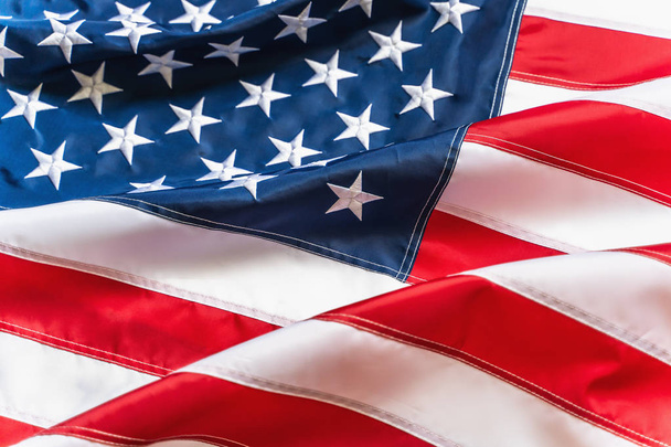 amerikanische Flagge oder Vereinigte Staaten von Amerika Nationalflagge Hintergrund, Nahaufnahme - Foto, Bild