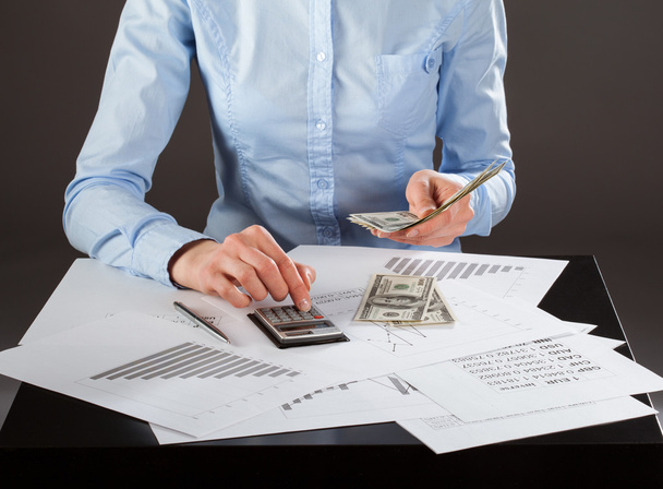 Business accountant working with documents and money - Photo, image