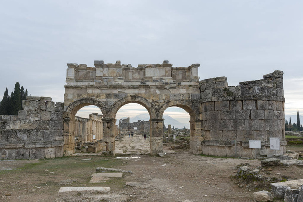 The ruins of Ancient city of Hierapolis.Pamukkale,Denizli Turkey - Photo, Image