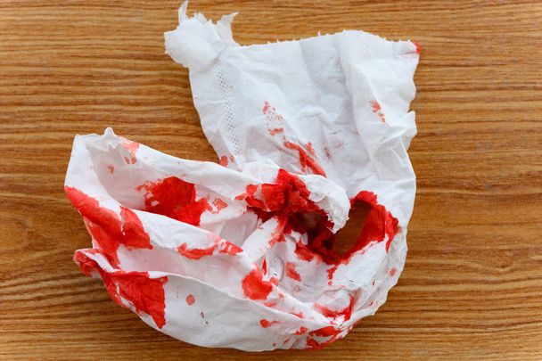 bloody tissue on the floor - Photo, Image