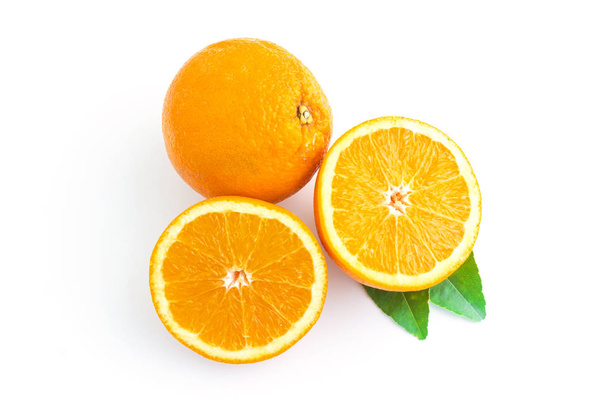 fresh orange isolated on white in top view - Foto, Imagem