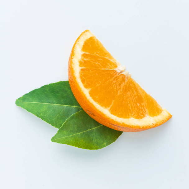 fresh orange isolated on white in top view - Foto, Imagem