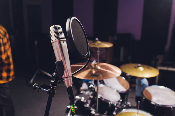 Professional condenser studio microphone, Musical Concept. recording - Fotó, kép