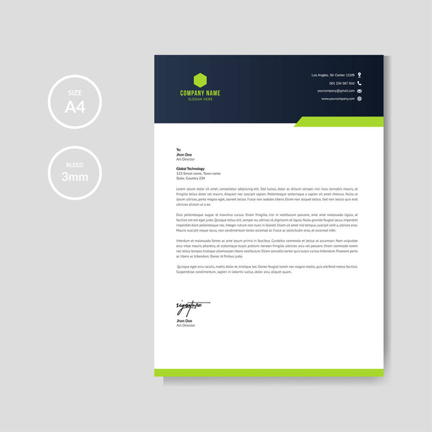 Modern green letterhead layout template vector - Vector, Image