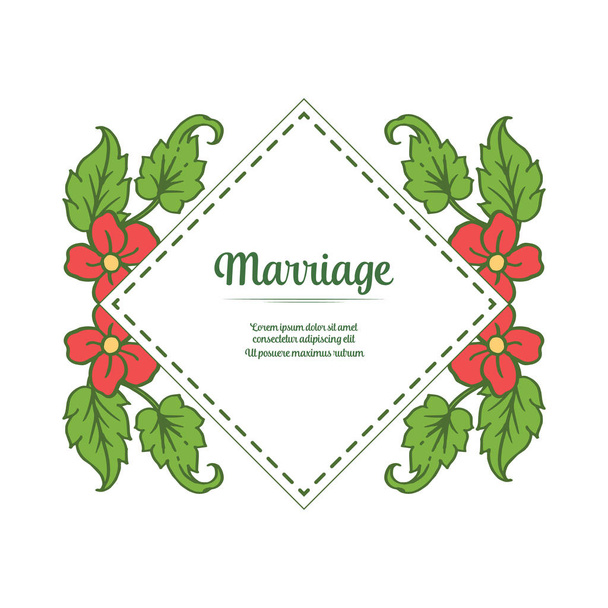 Elemento ornamentado do casamento de cartão, com beleza de moldura de flor vermelha. Vetor
 - Vetor, Imagem