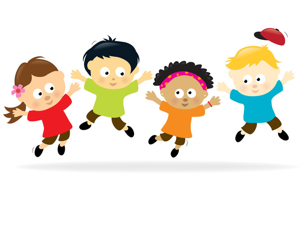 kinderen - multi-etnische springen - Vector, afbeelding