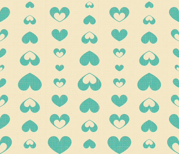 Retro Seamless Pattern with Blue Hearts - Vector, Image