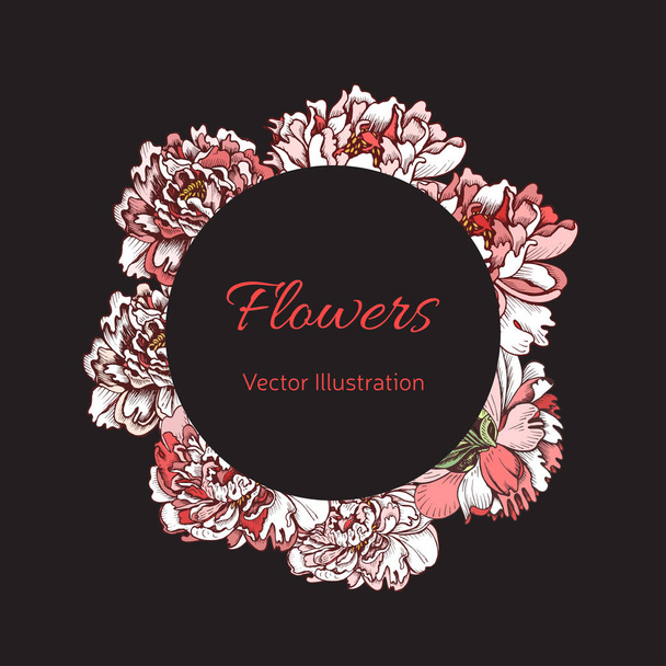 Hand drawn banner with flowers, vector illustration - Wektor, obraz