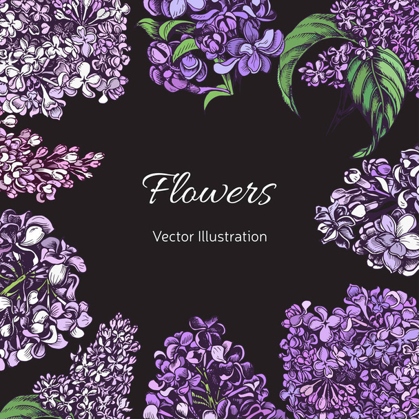 Hand gezeichnetes Banner mit Blumen, Vektorillustration - Vektor, Bild