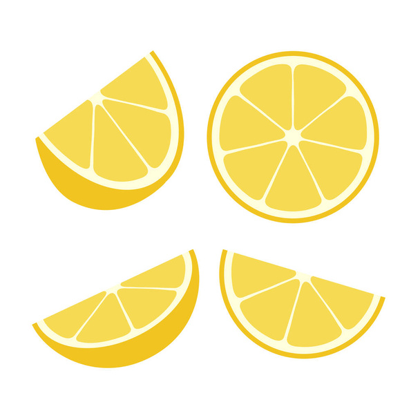 Beyaz bir arka plan üzerinde limon bir dilim ayarlayın. Vektör çizimi - Vektör, Görsel
