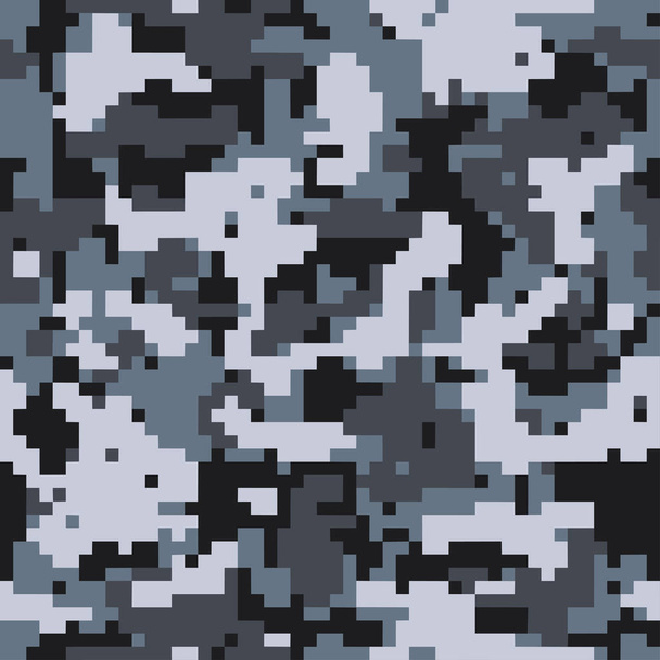 Digital black pixel camouflage seamless pattern for your design. Vector camo texture - Vector, Image
