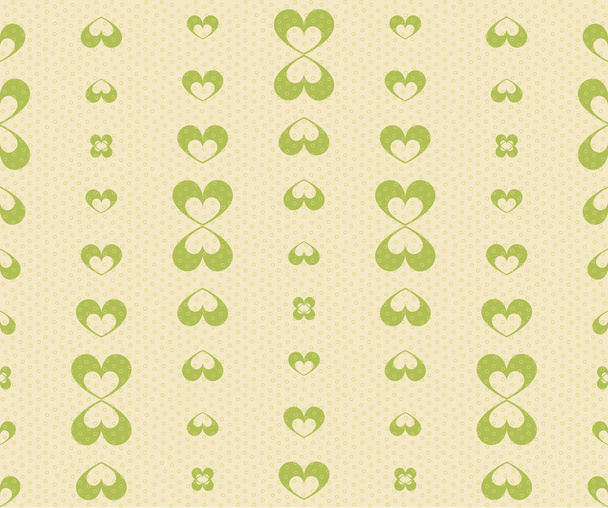 Retro Seamless Pattern with Green Hearts - Vector, Image