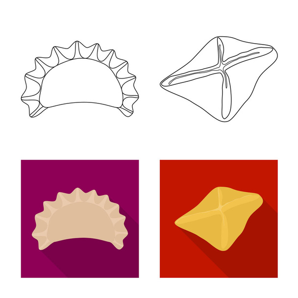 Vector illustration of products and cooking icon. Collection of products and appetizer stock symbol for web. - Vector, Imagen