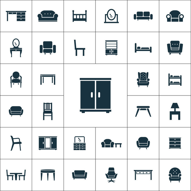 furniture icons universal set for web and UI - Vector, Image