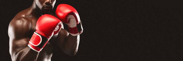 Обрізане зображення чорного боксера, що показує захисну позу
 - Фото, зображення