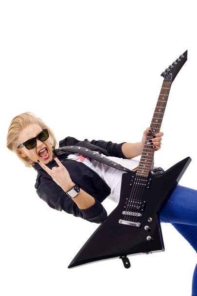 Energic guitar player - Фото, зображення