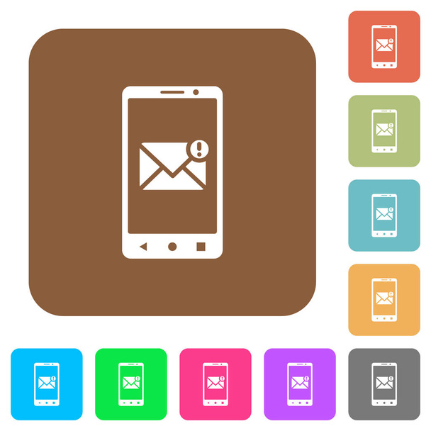 Smartphone mensagem recebida arredondado ícones planos quadrados
 - Vetor, Imagem
