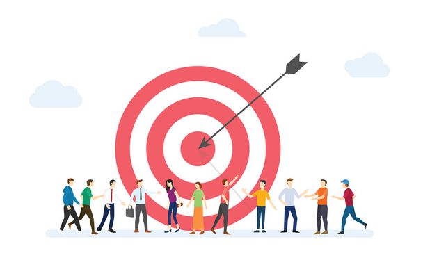 target customer business for marketing with dart and customers people crowd with modern flat style - vector - Vector, Image