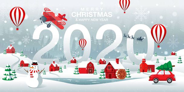 Veselé Vánoce a šťastný nový rok 2020, domovské město ve Forres - Vektor, obrázek