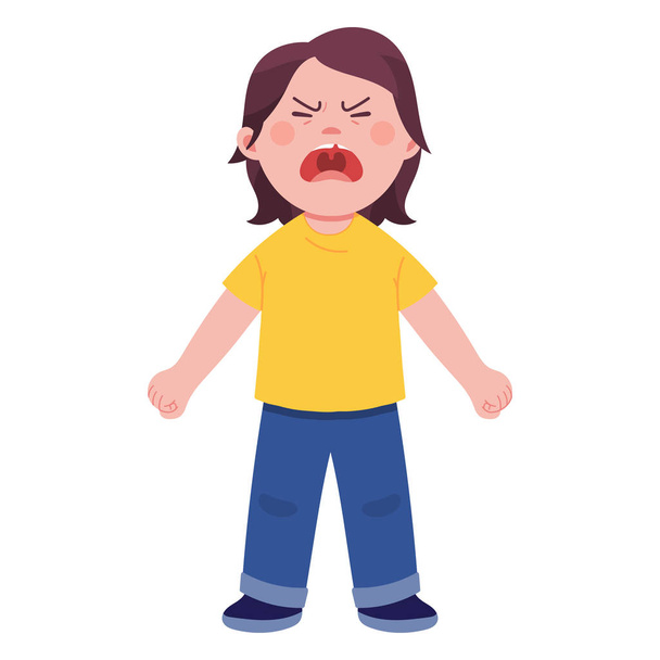 little boys crying and screaming emotion, toddler is having a tantrum, - Vector, Image