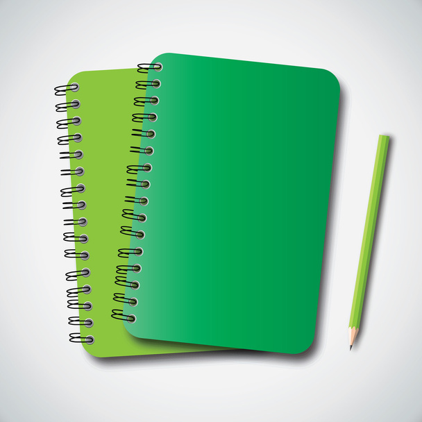 Green Notebook and Pencil - Vector, Image