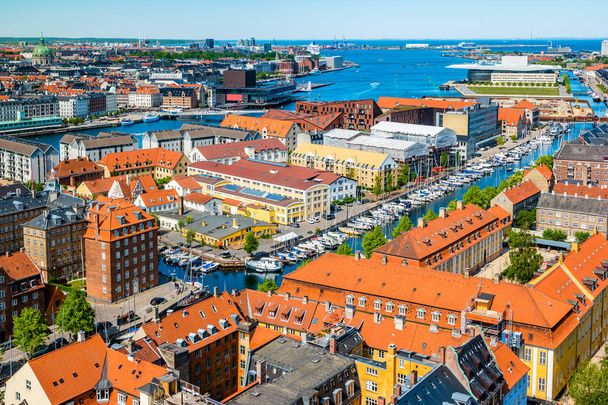 Bela vista aérea de Copenhague de cima, Dinamarca
 - Foto, Imagem