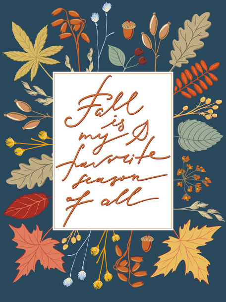 Fall if My Favorite Season of All postcard design - Vettoriali, immagini
