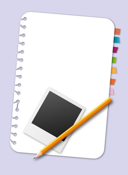 Note paper with photo and pencil - Διάνυσμα, εικόνα