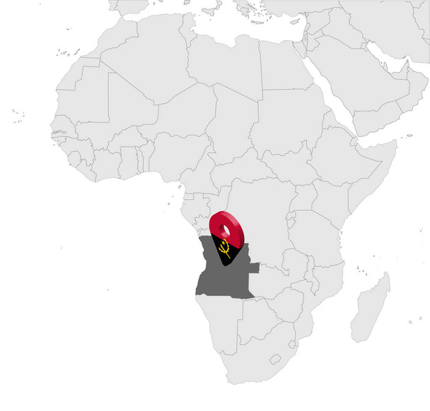 Lageplan von Angola auf Afrikakarte. 3d republik angola flag map marker location pin. hochwertige Karte von Angola. Vektorabbildung eps10 - Vektor, Bild