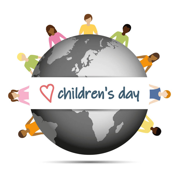 ημέρα των παιδιών τα παιδιά θορυβούν τον κόσμο - Διάνυσμα, εικόνα
