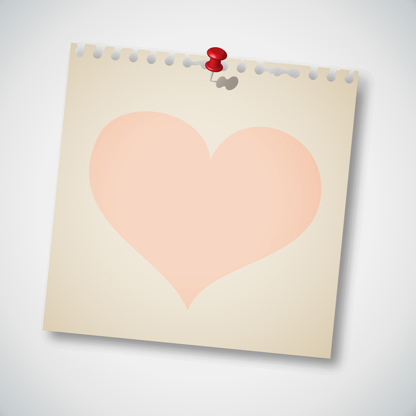 Heart over Old Torn Paper - Vector, Image
