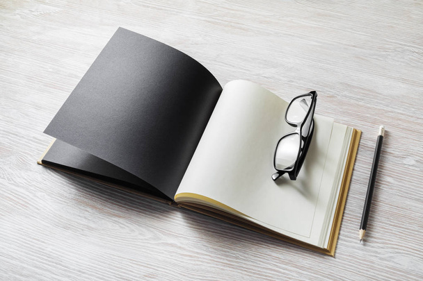 Book, glasses, pencil - Photo, Image