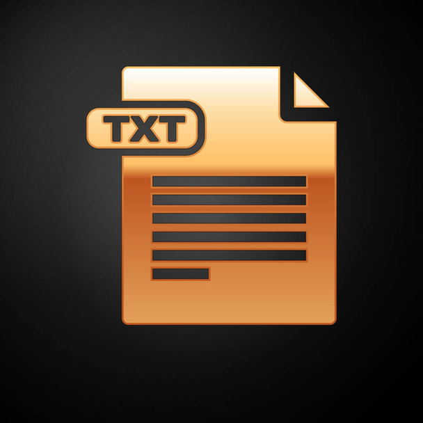 Documento de arquivo Gold TXT. Baixar ícone de botão txt isolado no fundo preto. Símbolo de extensão de ficheiro de texto. Ilustração vetorial
 - Vetor, Imagem