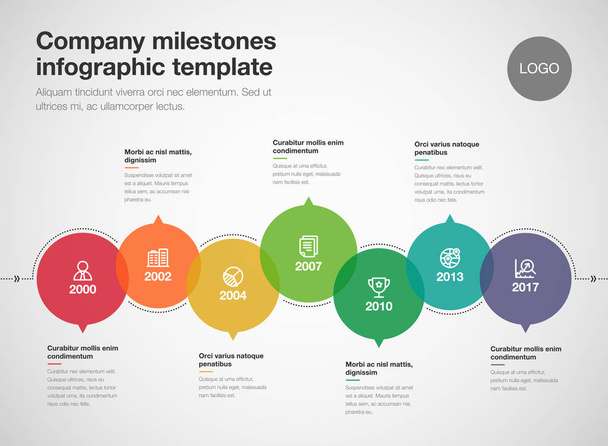 Vector infographic company milestones timeline template isolated on light background. Easy to use for your design. - Vector, Image