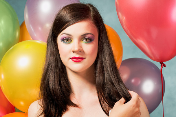 Beautiful woman with balloons - Foto, Imagen