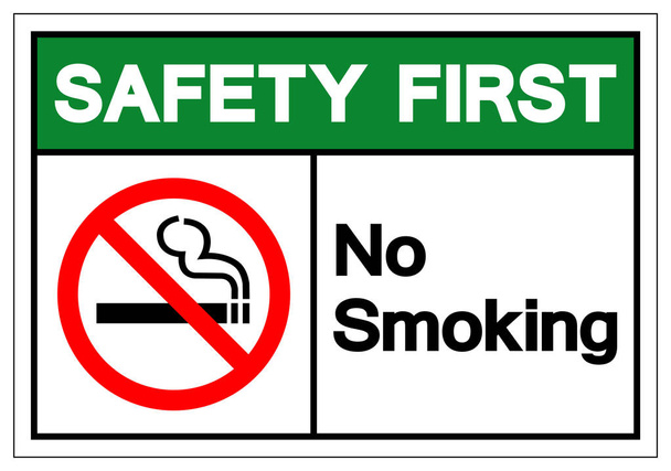 Ασφάλεια πρώτα μη καπνιστών σύμβολο συμβόλου, απεικόνιση διανύσματος, απομόνωση σε λευκή ετικέτα φόντου. Eps10  - Διάνυσμα, εικόνα