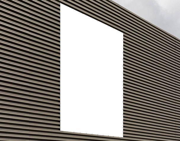 Bannière rectangulaire vide sur mur gris avec motif abstrait
 - Photo, image