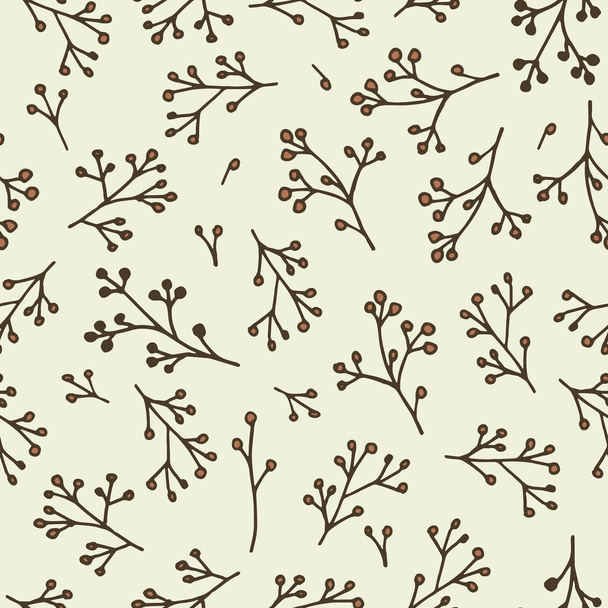 Seamless background pattern with leaf, plants, grass. Hand draw botanic vector stock illustration, EPS 10. - Вектор, зображення