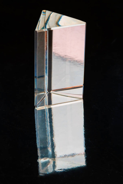 Glass Prism on Black Background  - Φωτογραφία, εικόνα