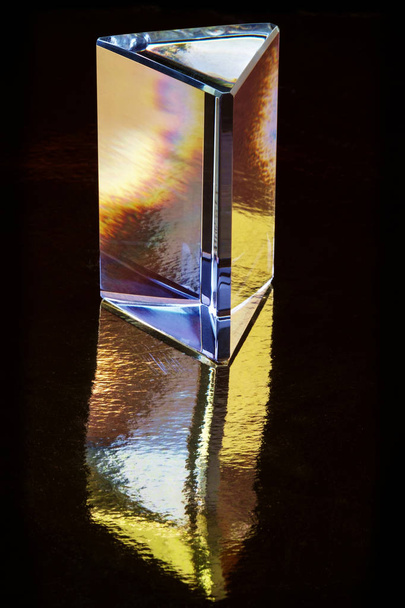 Glass Prism on Black Background  - Photo, Image