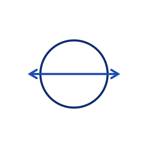 Cirkel en dubbele horizontale pijl twee tegenovergestelde richtingen links en links contour pictogram op een witte achtergrond - Vector, afbeelding