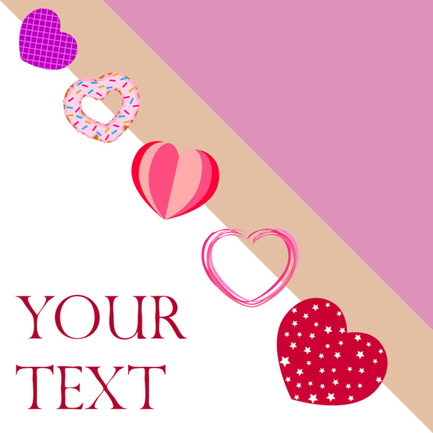 Abstract romantic background with hearts. Vector backdrop for Valentine's day. - Vector, afbeelding