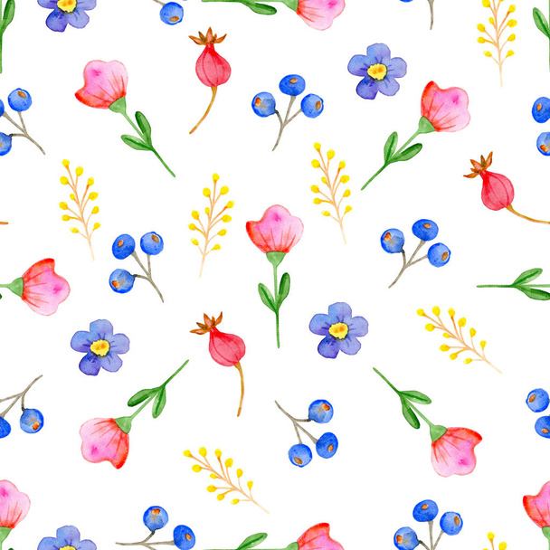 Pattern with pink and violet flowers. - Photo, image