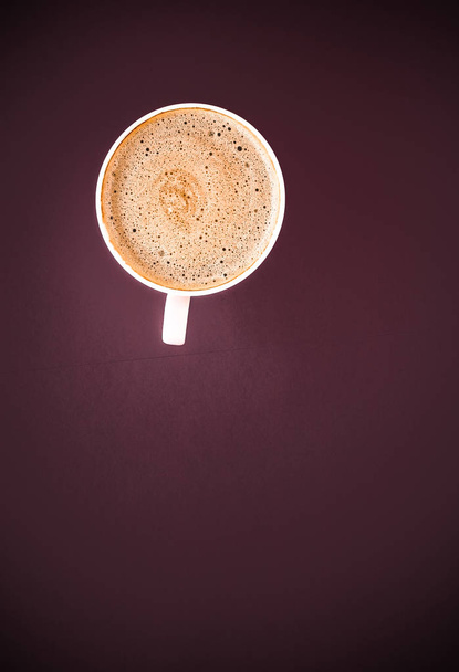 Coffee in the morning, flatlay background with copyspace - Photo, Image
