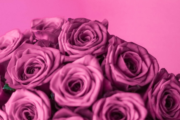 Ramo de lujo de rosas púrpuras, flores en flor como hueco floral
 - Foto, imagen