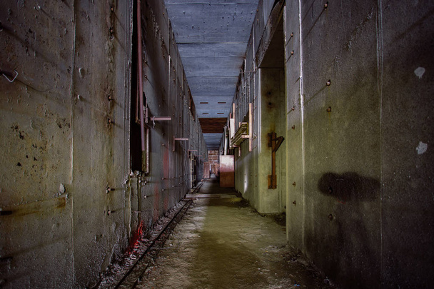 Underground corridor at abandoned construction of energy unit of - Photo, Image