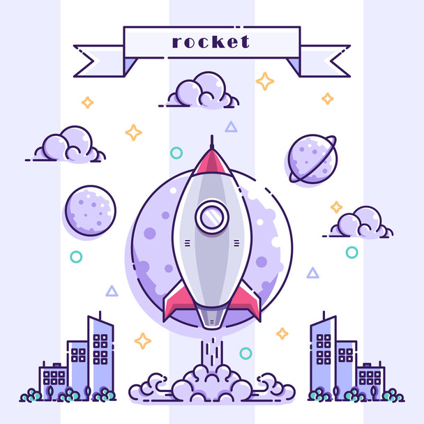 Rocket vector illustration can be used for sticker, website, poster, etc - Vector, Image