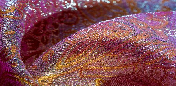 Textúra háttér, mintázat. rózsaszín brokát szövet. A brocad organza - Fotó, kép