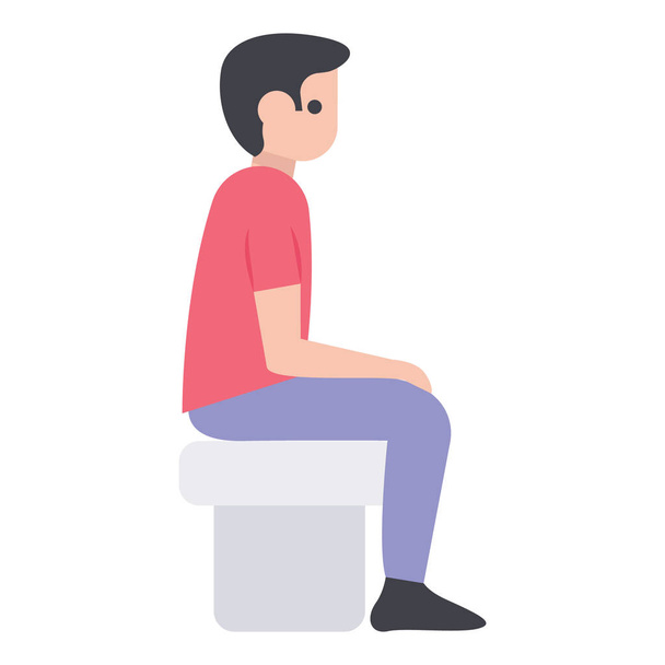 Flat character design of boy sitting icon - Vecteur, image