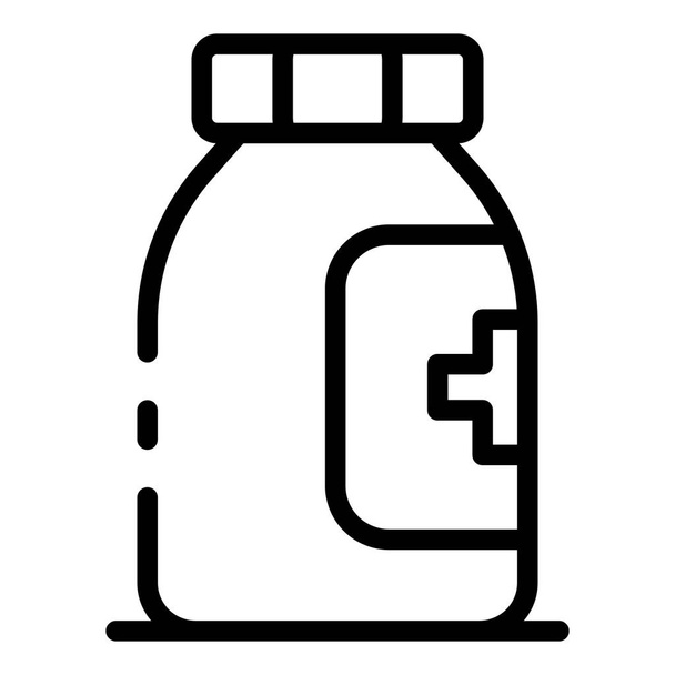Bottle of aspirin icon, outline style - ベクター画像